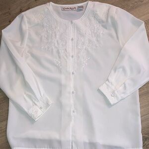 Beautiful White Claudia Richard Blouse with Embroidery Size 12